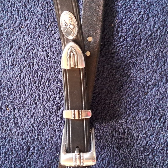 Insko leather black and silver cross club and ball Concho golf belt - Picture 5 of 5